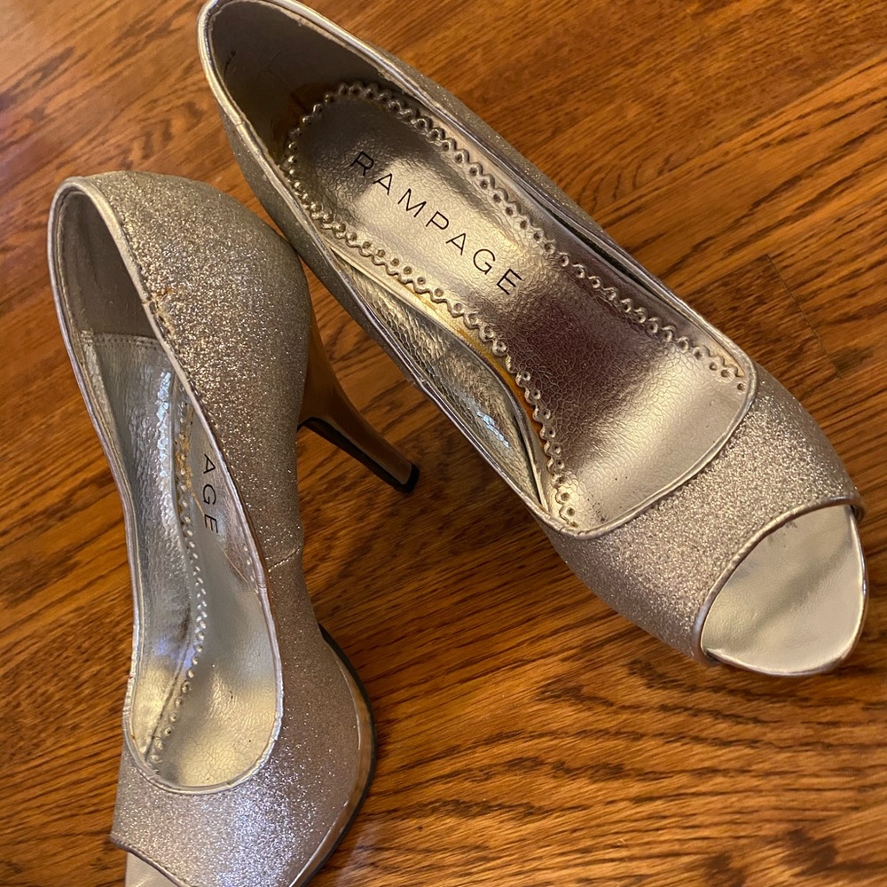 Silver sparkle heels